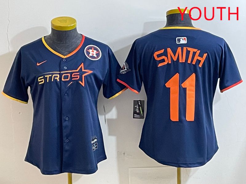Youth Houston Astros #11 Smith Blue three generations Joint Name Nike 2025 MLB Jersey style 2->youth mlb jersey->Youth Jersey